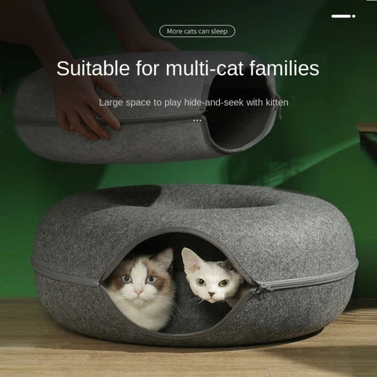 Round Wool Felt Cat Litter Tunnel Cat Litter, Size:50x50x20cm(Light Grey)