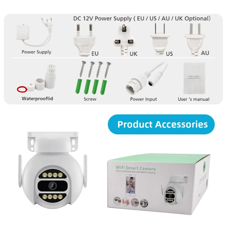 A8-C2 2MP Smart WiFi Surveillance IP Camera, Dual-light Full Color Night Vision / Two Way Audio / TF Card, Power Plug:UK Plug(White)