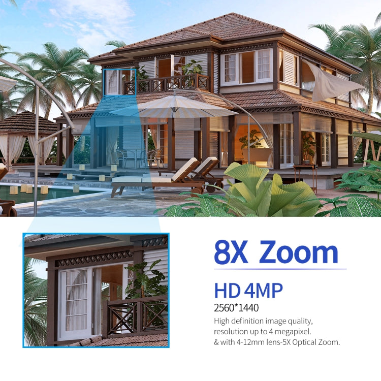 ESCAM G03 2x4MP Dual Lens Zoom 8X Dual Light Source WiFi Camera Support Two-way Voice & Motion Detection(EU Plug)