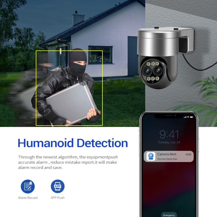 ESCAM G03 2x4MP Dual Lens Zoom 8X Dual Light Source WiFi Camera Support Two-way Voice & Motion Detection(EU Plug)