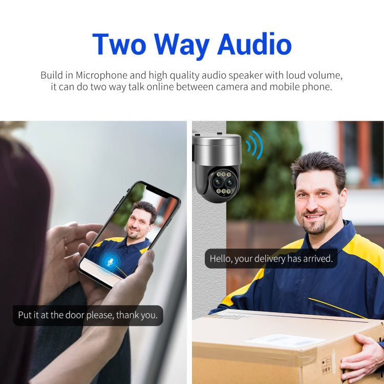 ESCAM G03 2x4MP Dual Lens Zoom 8X Dual Light Source WiFi Camera Support Two-way Voice & Motion Detection(US Plug)