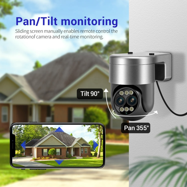 ESCAM G03 2x4MP Dual Lens Zoom 8X Dual Light Source WiFi Camera Support Two-way Voice & Motion Detection(US Plug)
