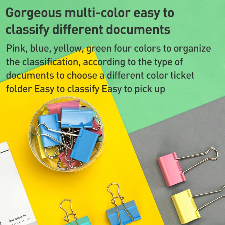 Deli 8556ES60pcs / Box Colorful Binder Clip Bill Clip Dovetail Clip Metal Iron Bill Clip, 15mm x 60pcs / Box, 19mm x 40pcs / Box