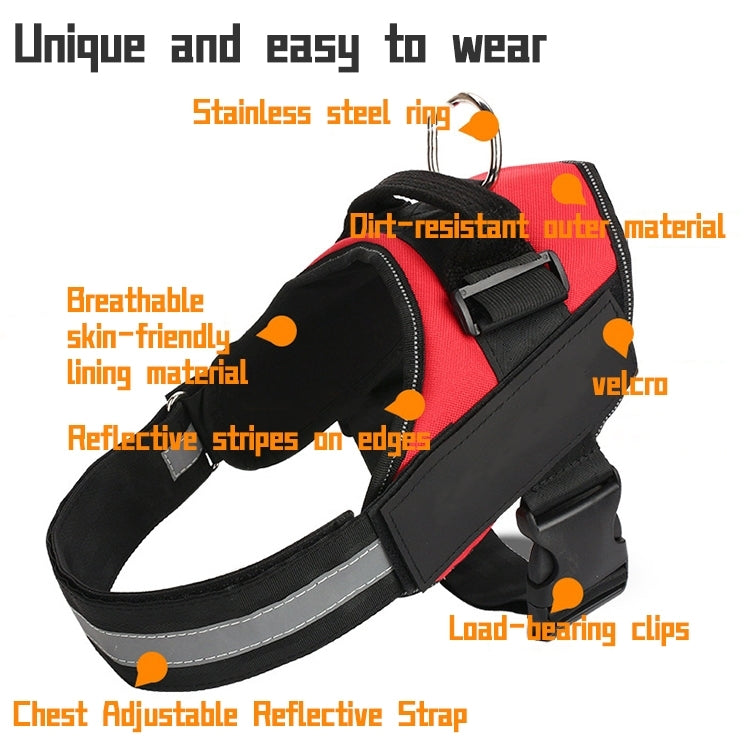 Pet Dog Anti Sprint Oxford Cloth K9 Chest Strap Traction Rope Strap, Size:L for 23-30kg(Red)