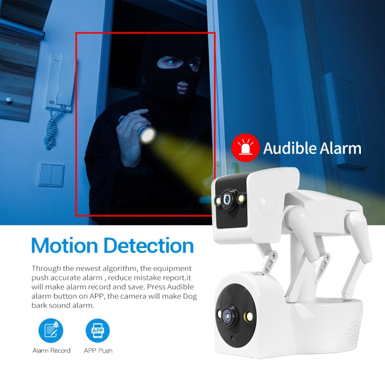 ESCAM PT212 4MP Dual Lens Robot Dog WiFi Camera Supports Cloud Storage/Two-way Audio/Night Vision, Specification:UK Plug