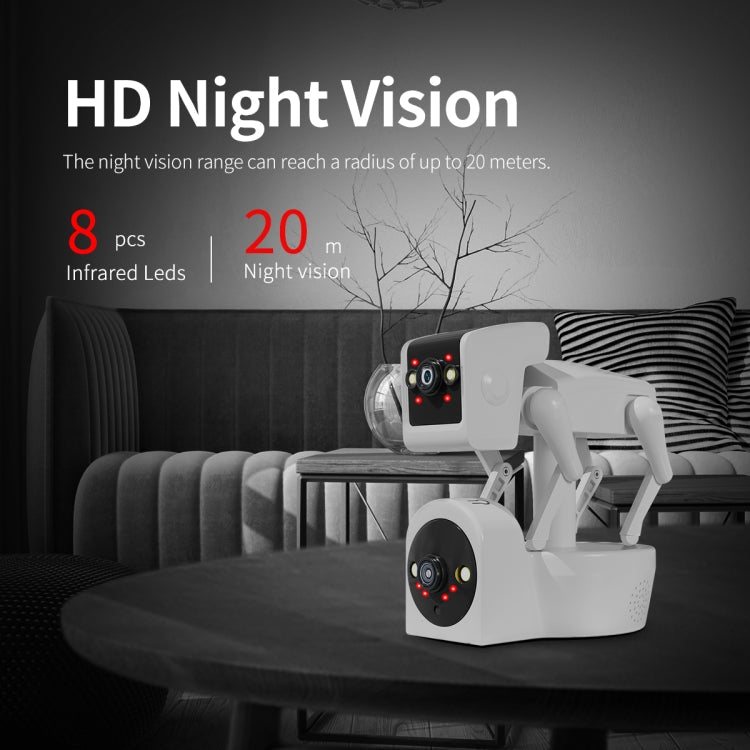 ESCAM PT212 4MP Dual Lens Robot Dog WiFi Camera Supports Cloud Storage/Two-way Audio/Night Vision, Specification:AU Plug