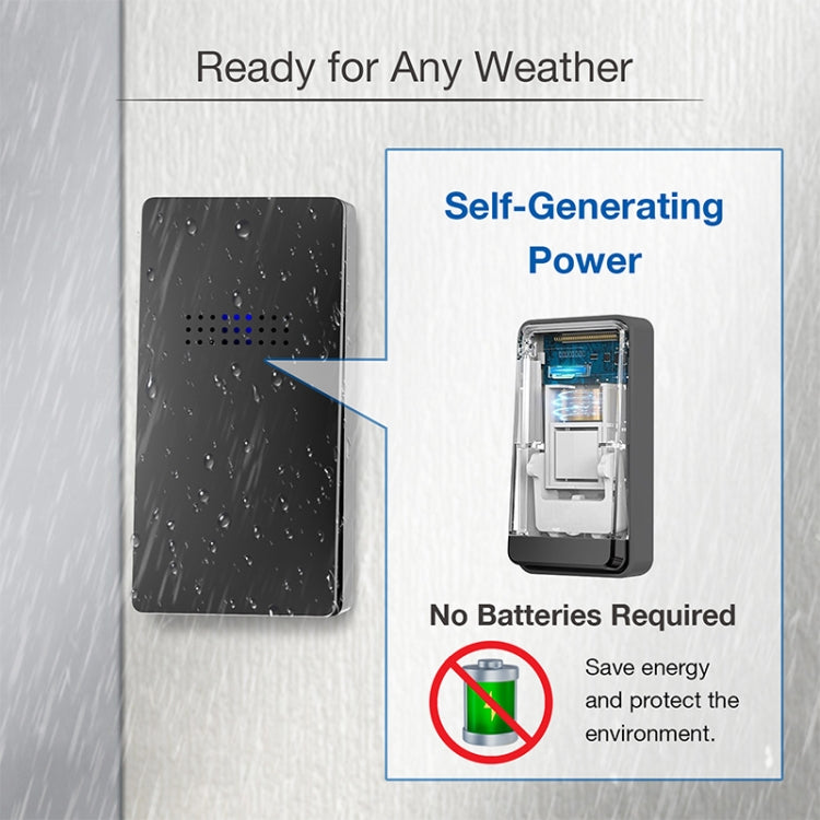 C302B One to Two Home Wireless Doorbell Temperature Digital Display Remote Control Elderly Pager, EU Plug(Black)