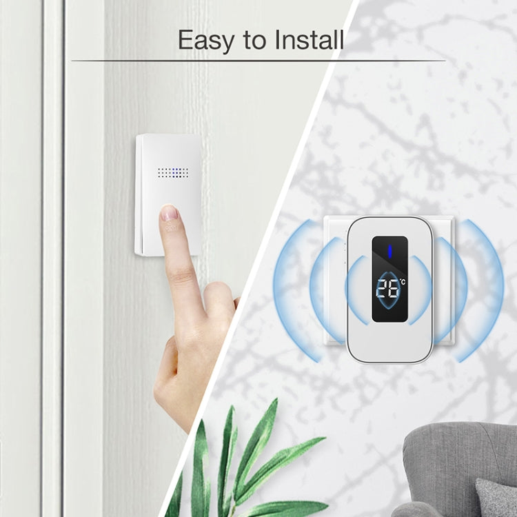 C303B One to One Home Wireless Doorbell Temperature Digital Display Remote Control Elderly Pager, UK Plug(White)