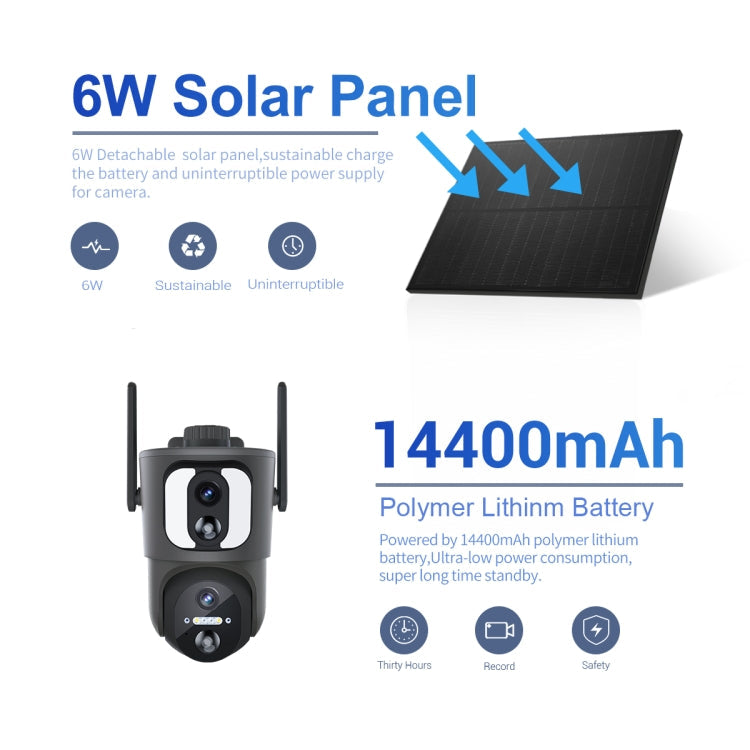 ESCAM QF390 2x2MP Binocular Solar WiFi Camera Supports Two-way Voice & Alarm Recording(Black)