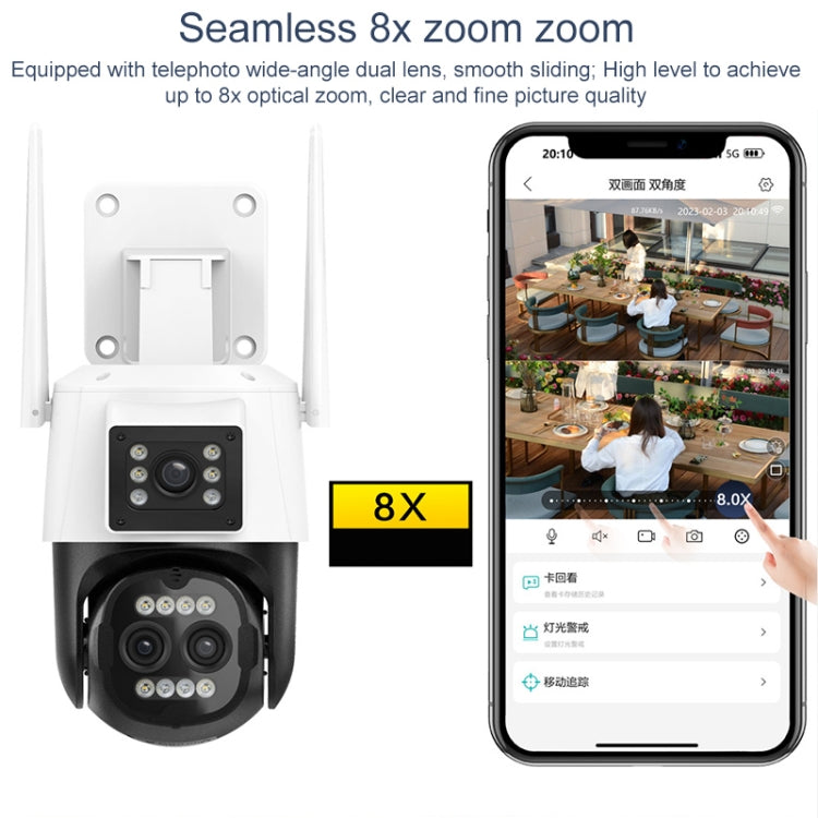 QX103 Humanoid Recognition AI Alarm WiFi Dome Triple IP Camera(EU Plug)