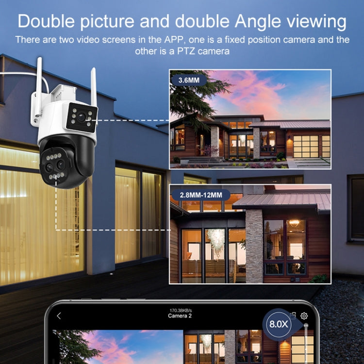 QX103 Humanoid Recognition AI Alarm WiFi Dome Triple IP Camera(UK Plug)