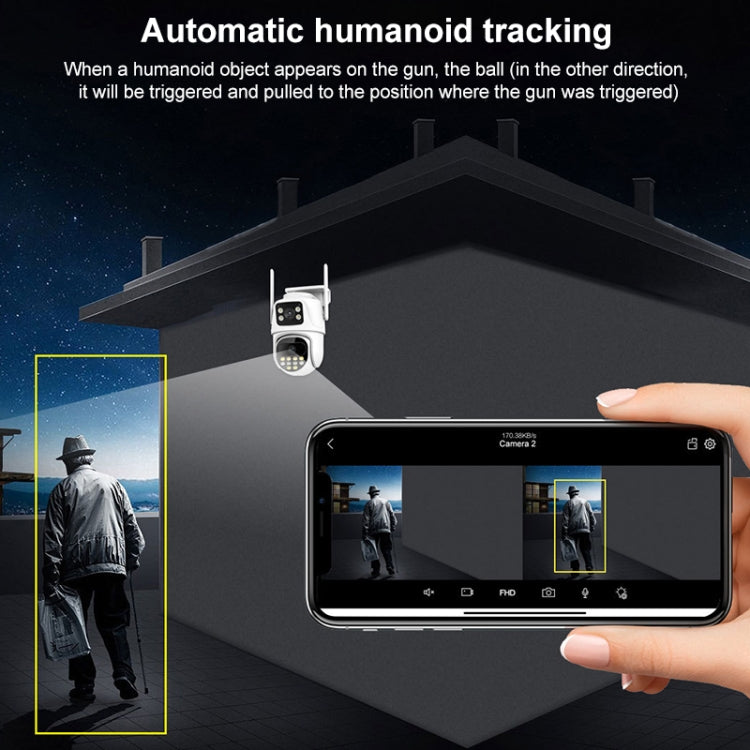 QX102 3MP WiFi Triple Camera Supports Two-way Voice Intercom & Infrared Night Vision(UK Plug)