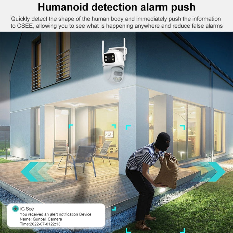 QX104 3MP WiFi Triple Camera Supports Human Face Recognition & AI Alarm(EU Plug)