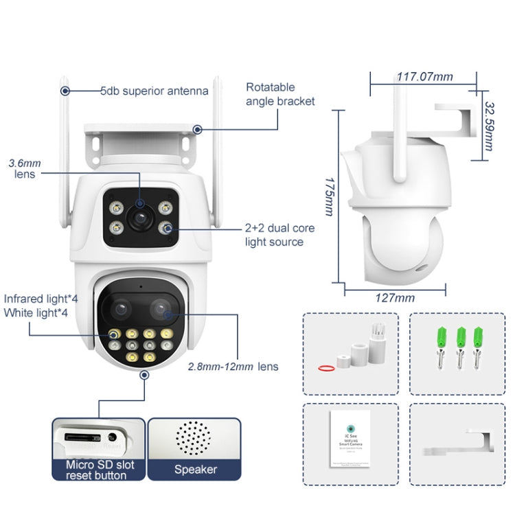 QX104 3MP WiFi Triple Camera Supports Human Face Recognition & AI Alarm(EU Plug)