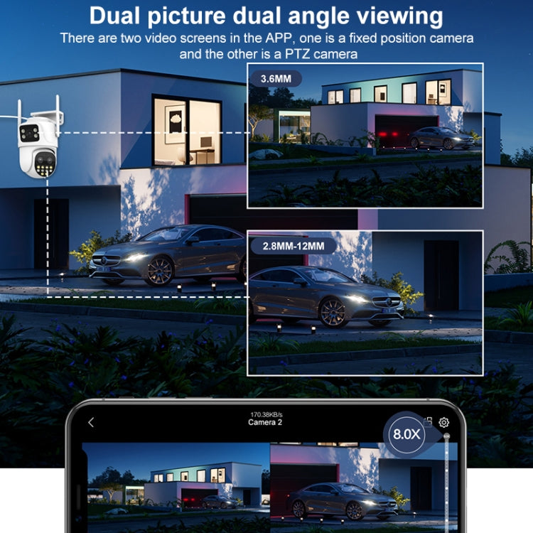 QX104 3MP WiFi Triple Camera Supports Human Face Recognition & AI Alarm(EU Plug)