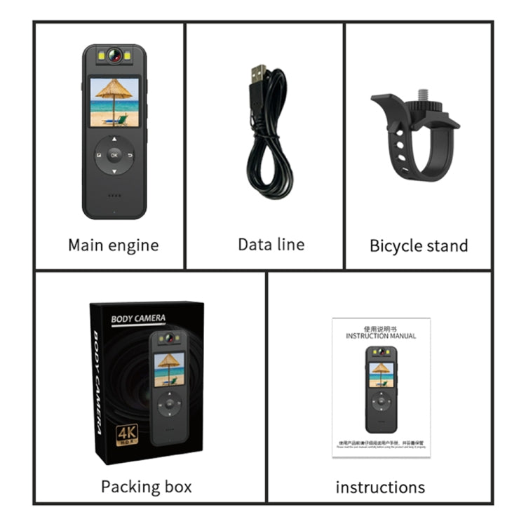 Z09 4K HD Clip-On Smart Video Recorder with Ring Stand(Black)