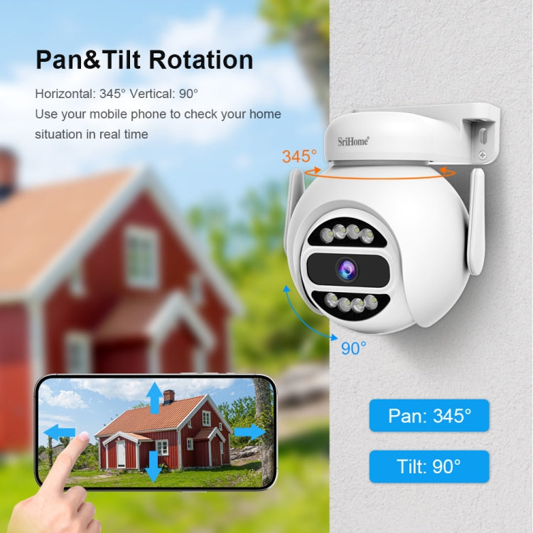 SriHome SH047 4MP IP66 Waterproof Motion Detection Night Vision WiFi HD Camera(US Plug)