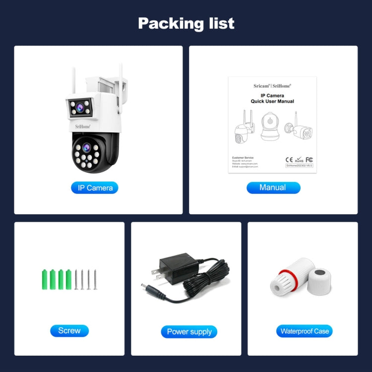 SriHome SH048 2MP + 2MP Humanoid Tracking Smart Night Vision Dual Lens IP Camera(UK Plug)