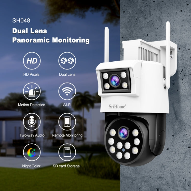 SriHome SH048 2MP + 2MP Humanoid Tracking Smart Night Vision Dual Lens IP Camera(EU Plug)