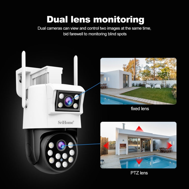 SriHome SH048 2MP + 2MP Humanoid Tracking Smart Night Vision Dual Lens IP Camera(AU Plug)