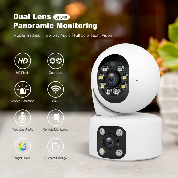 SriHome SH049 2MP + 2MP Humanoid Tracking Smart Night Vision Dual Lens HD IP Camera(UK Plug)