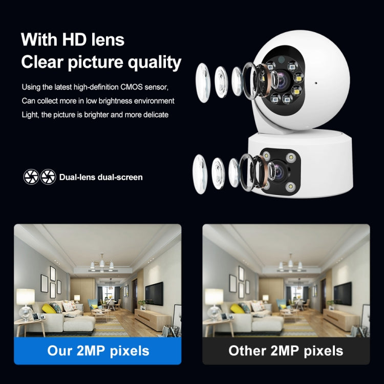 SriHome SH049 2MP + 2MP Humanoid Tracking Smart Night Vision Dual Lens HD IP Camera(EU Plug)
