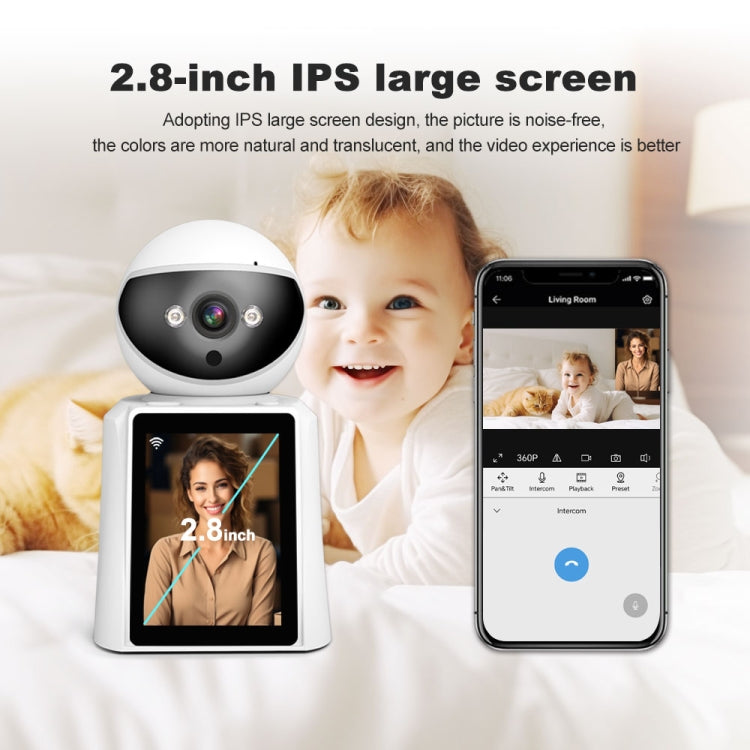 Srihome SH053 4MP 2.8 inch IPS Screen Smart Video Calling IP Camera Baby Monitor(US Plug)
