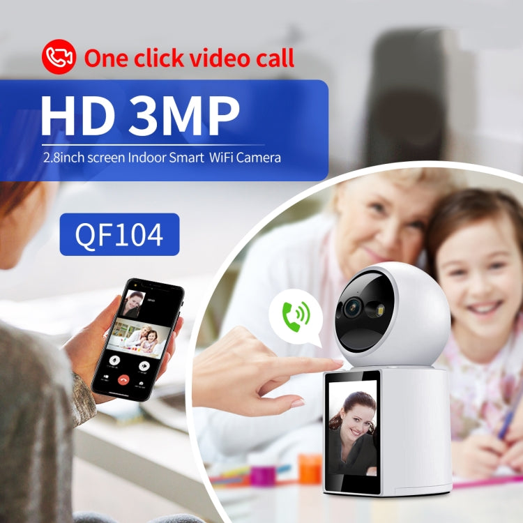 ESCAM QF104 One Click Video Call 3MP Indoor Humanoid Detection Audible Alarm Color Night Version Smart WiFi Camera, EU Plug