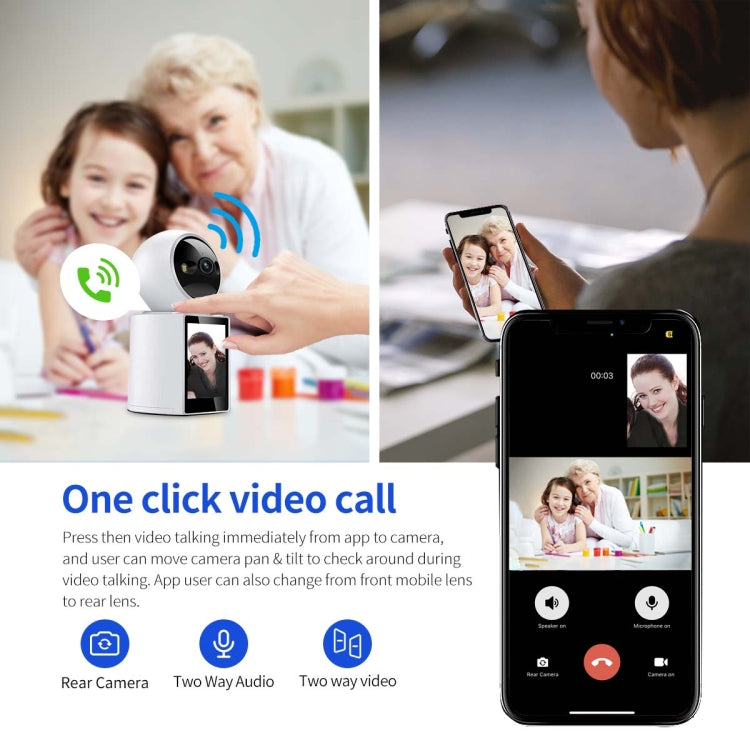 ESCAM QF104 One Click Video Call 3MP Indoor Humanoid Detection Audible Alarm Color Night Version Smart WiFi Camera, US Plug