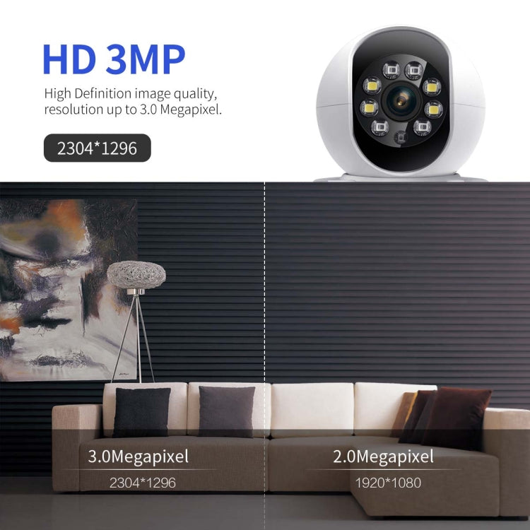 ESCAM QF104 One Click Video Call 3MP Indoor Humanoid Detection Audible Alarm Color Night Version Smart WiFi Camera, EU Plug