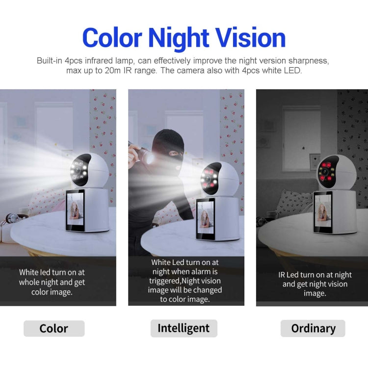 ESCAM QF104 One Click Video Call 3MP Indoor Humanoid Detection Audible Alarm Color Night Version Smart WiFi Camera, AU Plug