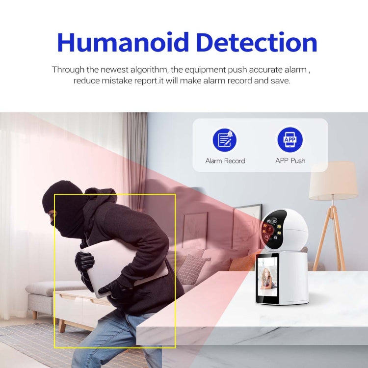 ESCAM QF104 One Click Video Call 3MP Indoor Humanoid Detection Audible Alarm Color Night Version Smart WiFi Camera, US Plug