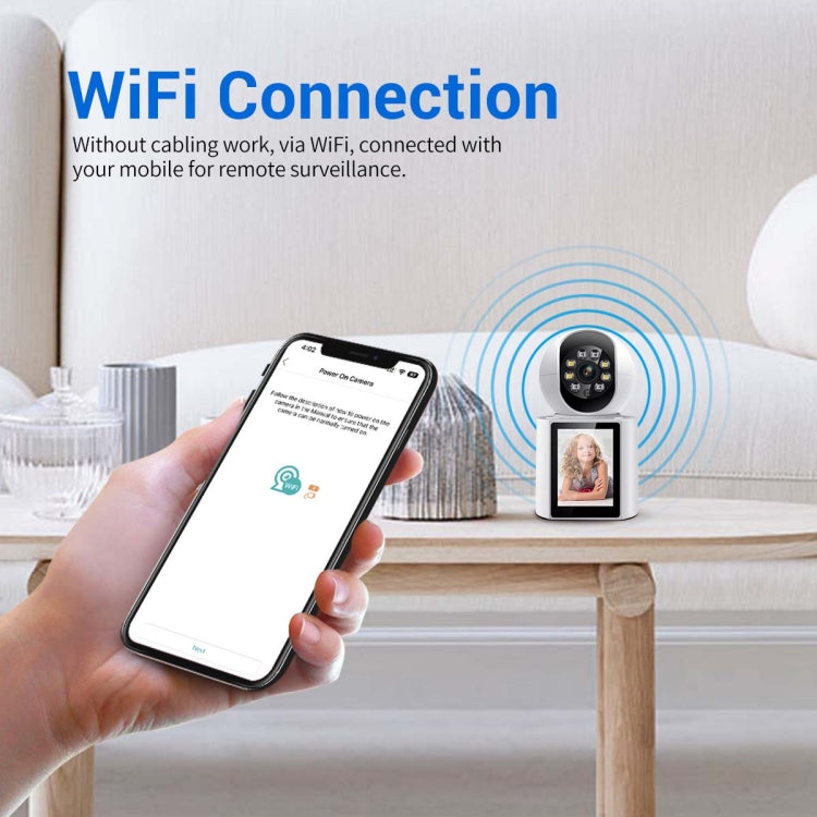 ESCAM QF104 One Click Video Call 3MP Indoor Humanoid Detection Audible Alarm Color Night Version Smart WiFi Camera, US Plug