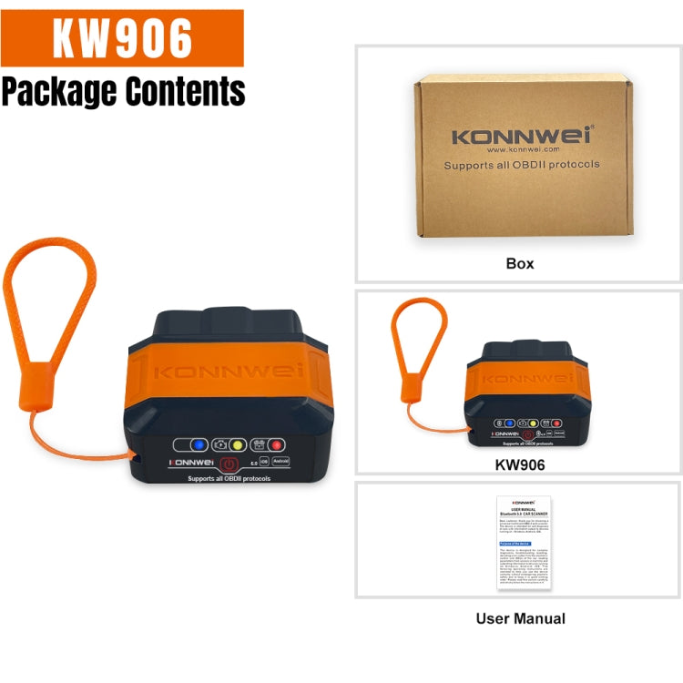 KONNWEI KW906 Bluetooth 5.0 Car OBD2 Scanner Support Android & iOS, KW906