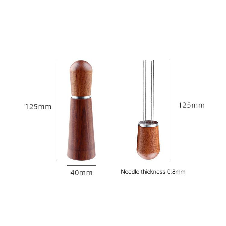 Solid Wood Stand Stainless Steel Coffee Loose Powder Needle