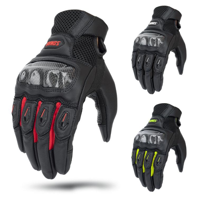 SOMAN  MG21 Motorcycle Sheepskin Carbon Fiber Gloves Off-road Riding Anti-slip Gloves, M