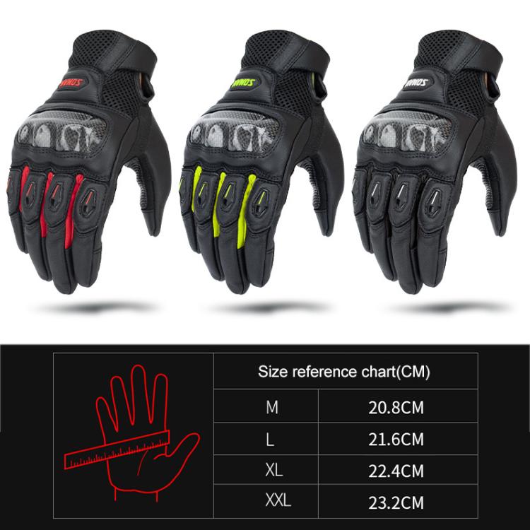 SOMAN  MG21 Motorcycle Sheepskin Carbon Fiber Gloves Off-road Riding Anti-slip Gloves, M
