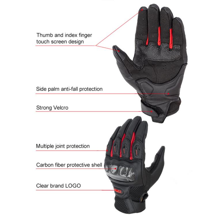 SOMAN  MG21 Motorcycle Sheepskin Carbon Fiber Gloves Off-road Riding Anti-slip Gloves, M
