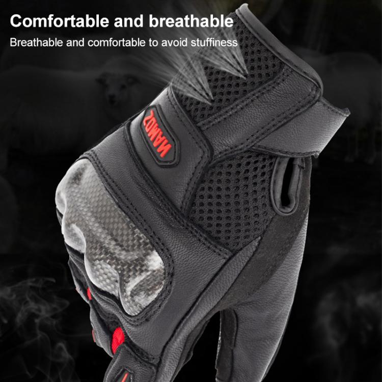SOMAN  MG21 Motorcycle Sheepskin Carbon Fiber Gloves Off-road Riding Anti-slip Gloves, M