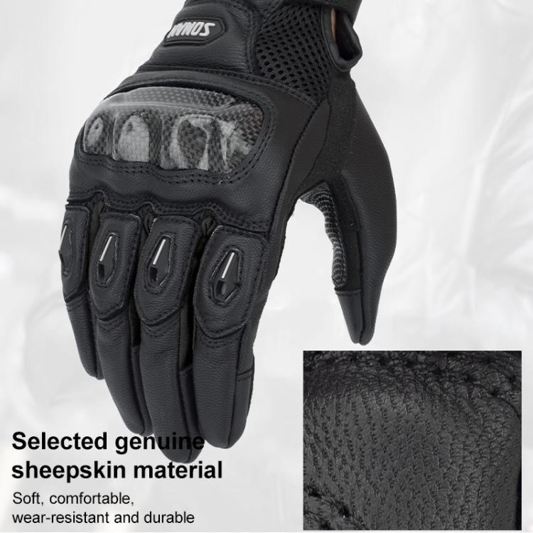 SOMAN  MG21 Motorcycle Sheepskin Carbon Fiber Gloves Off-road Riding Anti-slip Gloves, M