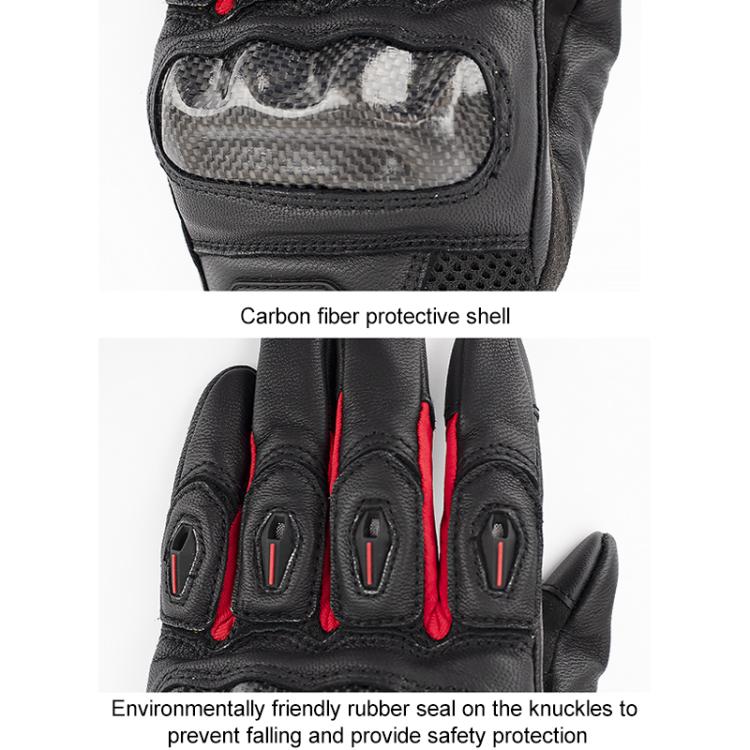 SOMAN  MG21 Motorcycle Sheepskin Carbon Fiber Gloves Off-road Riding Anti-slip Gloves, M