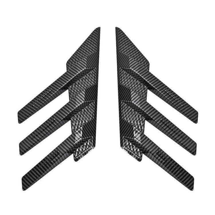 1 Pair Car Rear Windshield Air Cent Shark Fin Decorative Sticker, Carbon Pattern, Bright Black