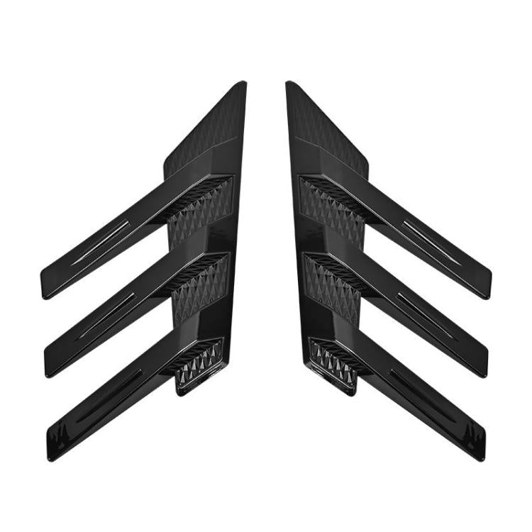 1 Pair Car Rear Windshield Air Cent Shark Fin Decorative Sticker, Carbon Pattern, Bright Black