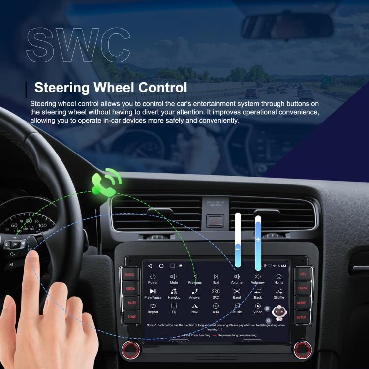 For Volkswagen Android 15 9 inch Screen Car Player Car Central Control Navigation, Standard, Standard+AHD+Microphone