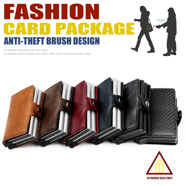 KB251 Oil Wax Texture Double Layer Aluminum Alloy RFID Card Bag