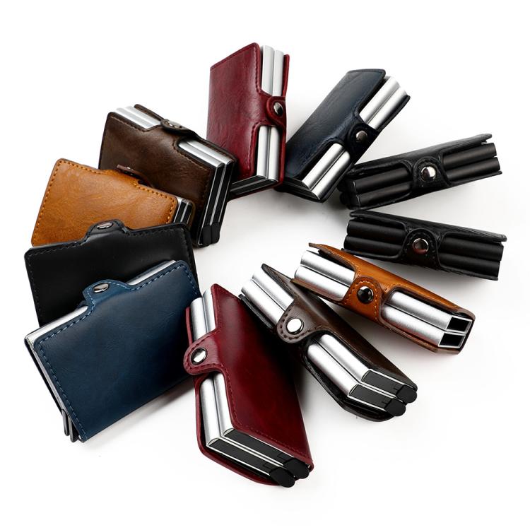 KB251 Oil Wax Texture Double Layer Aluminum Alloy RFID Card Bag