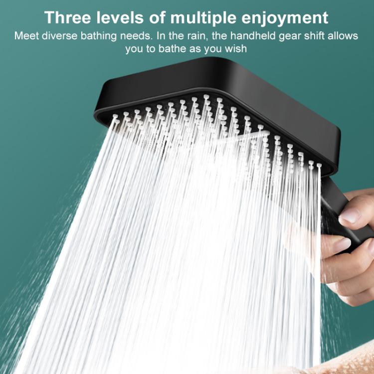 Portable 3-Setting Adjustable Pressurized Square Large Panel Shower Head Shower Nozzle
