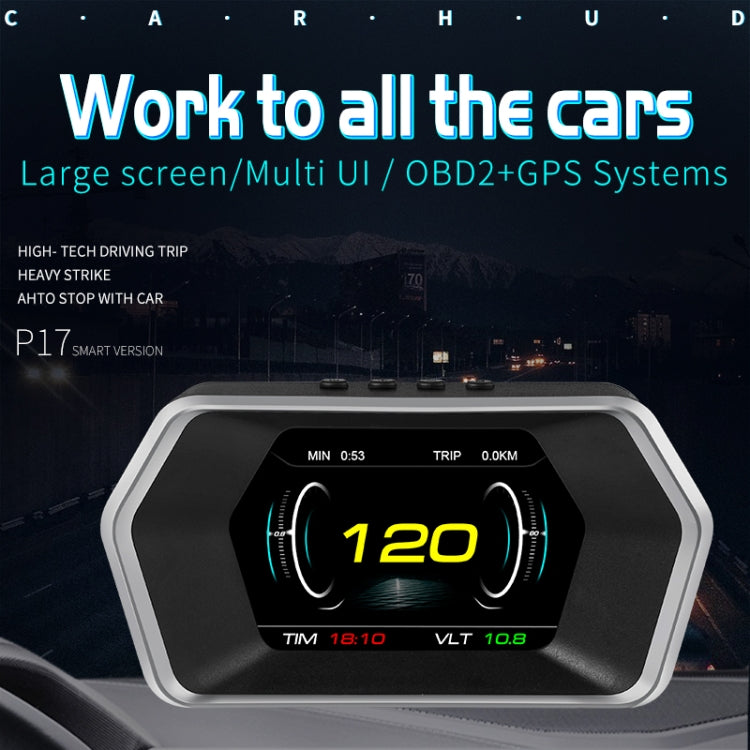 P17 Car HUD Head-up Display GPS Speed Meter Car OBD2 Fault Elimination Code, P17