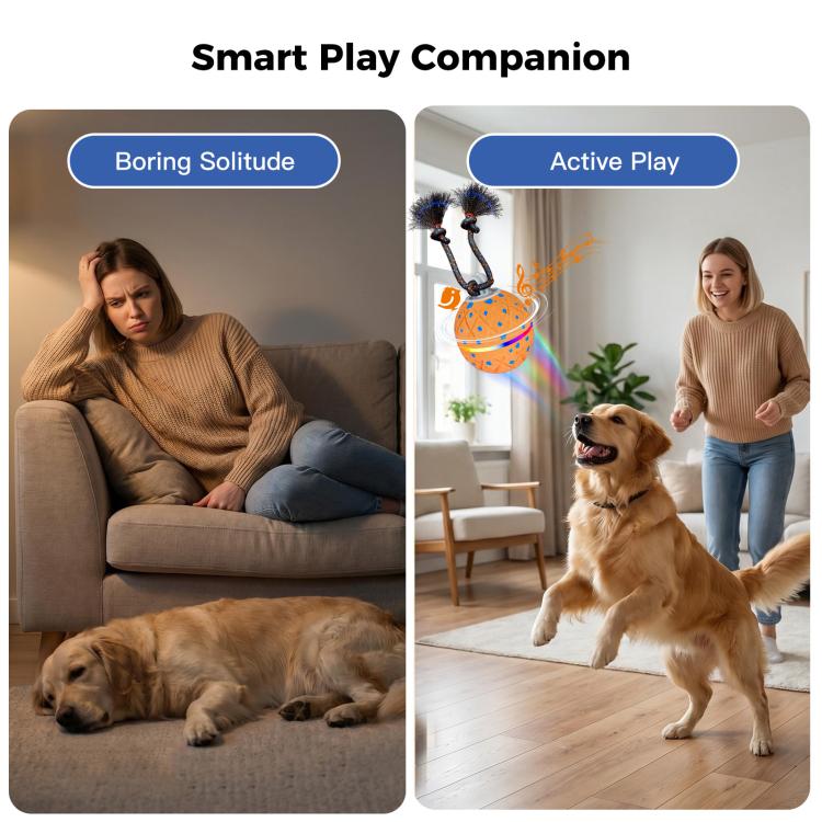 O22 Smart Automatic Pet Toy Ball Dog Training with Light & Sound & Rope, O22