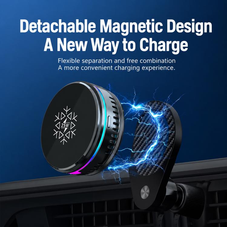 S35 Magnetic Cooling 25W Wireless Fast Charger Car Air Outlet Holder, S35